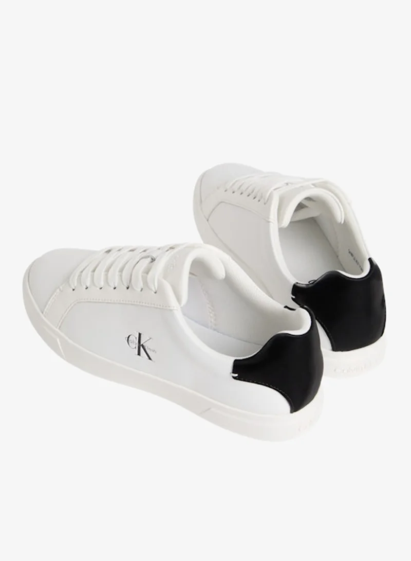 Calvin Klein Bright White/Black Brooke - Leather Signature Logo Trainers for Women | Best Price UAE